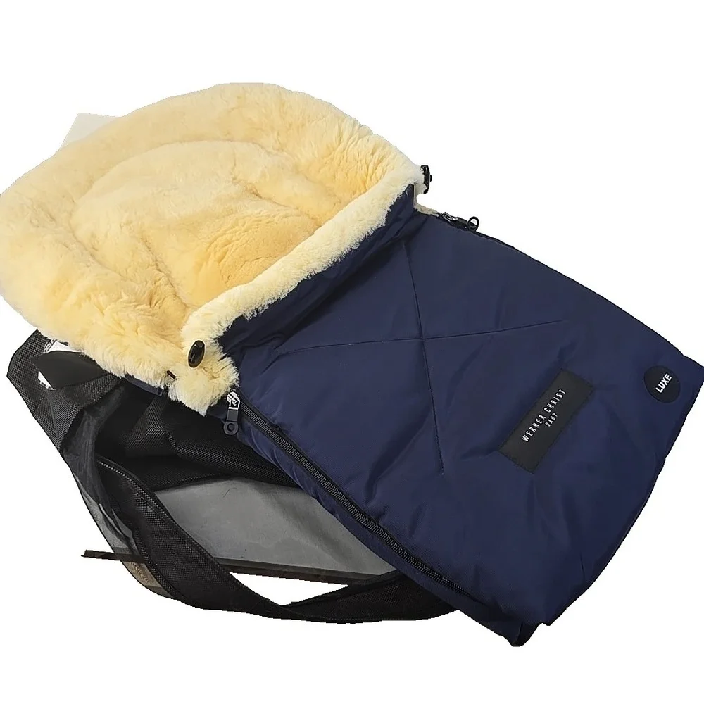 Werner Christ Baby Winter Footmuff OSLO Carrycot Sheepskin LUXE Line NAVY‎